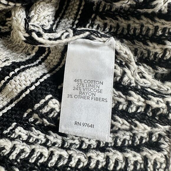 J Jill Women Oversized Sweater Size Small Knit Stripe Linen Blend Black White - Picture 9 of 10